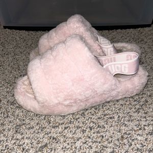 Pink ugg fluff yeah slides